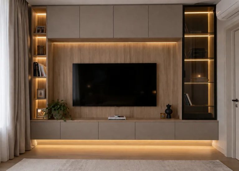 TV stand with wall unit